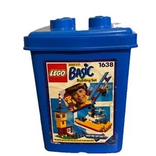 Vintage 1990 LEGO System set 1638 Blue PLASTIC STORAGE BUCKET CONTAINER - EMPTY