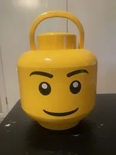 LEGO Storage Head Large Boy Face Yellow Container Toy Organizer 12" 2011 Used