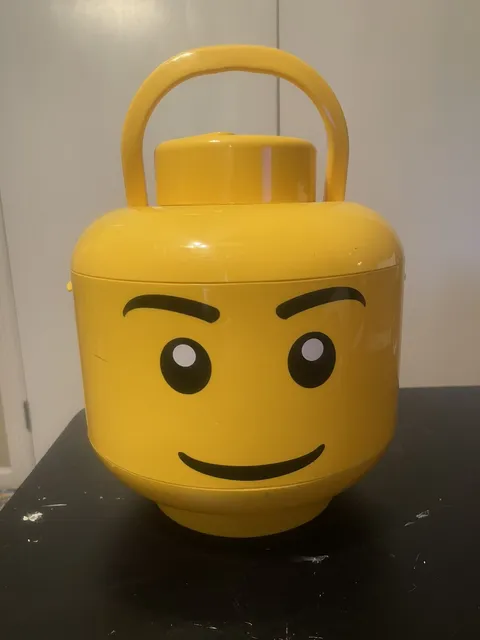 LEGO Storage Head Large Boy Face Yellow Container Toy Organizer 12" 2011 Used