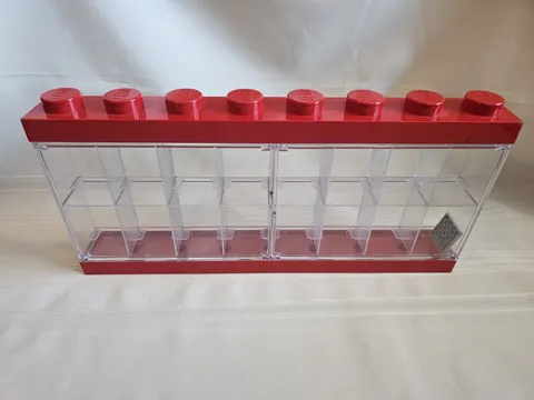 Lego Minifigure Display Case 16 Red Large Fits Sixteen Minifigs plastic 