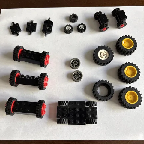 Lego Wheels Parts Set - Tires + Axles for Car Truck Mix Sizes