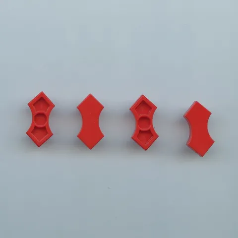 LEGO x 4 Red Tile, Modified 2 x 2 with 2 1 x 1 Curved Cutouts Double Arrow game