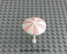 LEGO Minifig UMBRELLA Beach Pool Miami White and Pink with Green Stripe