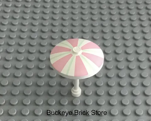 LEGO Minifig UMBRELLA Beach Pool Miami White and Pink with Green Stripe