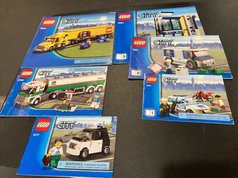 Lego City 3221 3661 3180 3177 Bank Police Semi Fuel Truck manuals only Lot 01
