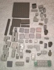 LEGO Gray & Light Gray Mixed Lego elements Plates,bricks, components  Lot of (61