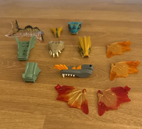 Lego Ninjago Dragon Heads, Jaws, Wings Parts & Pieces Mixed Parts Lot