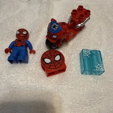 Lego Duplo Item Spider-Man w/ Motorcycle red/blue web face lot