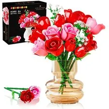 Bouquet Kit with Lights 16 Rose Bouquet Botanical Building Blocks Artificial...