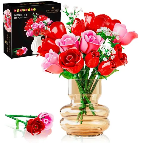 Bouquet Kit with Lights 16 Rose Bouquet Botanical Building Blocks Artificial...