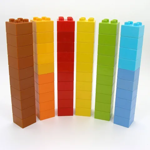 Lego Duplo 2x2 Brick Lot of 60 Multicolor Blocks Red Yellow Orange Brown Lime +