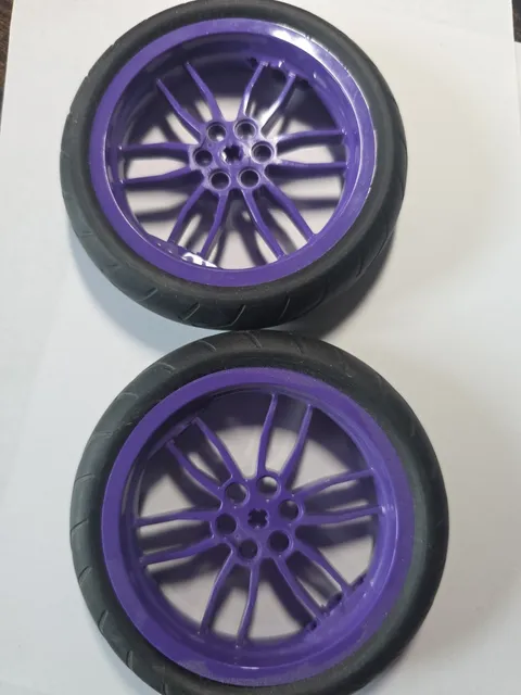 Lego Technics Dark Purple Wheels w/Black Tire Motorcycle Racing 88517 88516 Pair