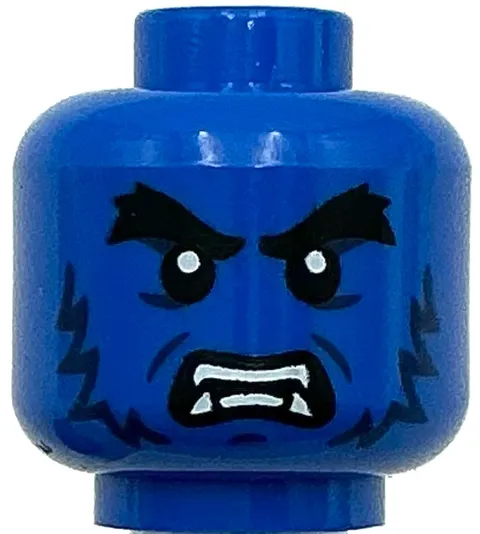 Lego New Blue Minifigure Head Dual Sided Alien Black Bushy Eyebrows Part