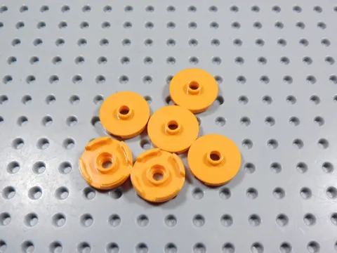 LEGO Lot of 6 Orange Round 2x2 Smooth Plates Tiles w/ Open Stud BK