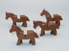 #1 LEGO Castle Western 4 brown horses black mane minifigure land animal