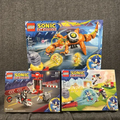 NIB Sealed LEGO Sonic Lot 76995 77001 77003 Shadow Escape Campfire Biolizard