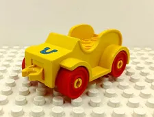Lego Duplo Car/Wagon w/ blue horseshoe on hood yellow/red/blue vintage