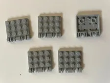LEGO LIGHT GRAY HINGE PLATE 3x4 LOCKING DUAL 2 FINGERS (5 pieces) #44570 Parts