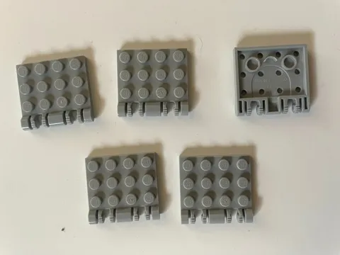 LEGO LIGHT GRAY HINGE PLATE 3x4 LOCKING DUAL 2 FINGERS (5 pieces) #44570 Parts