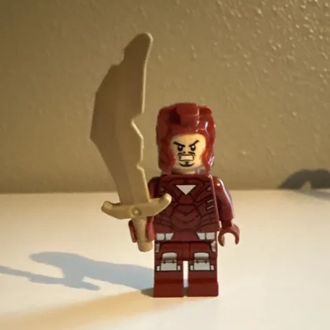 LEGO Minifigure Dark Red Armor w/ Helmet & Large Sword Plastic