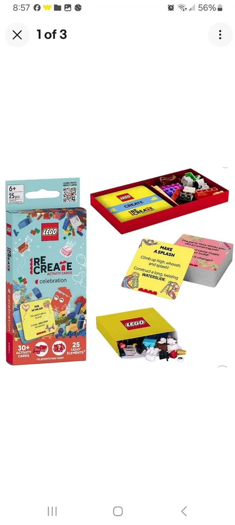 LEGO Recreate Activity Cards CELEBRATION  with 25 Lego Elements Multicolor CIB 
