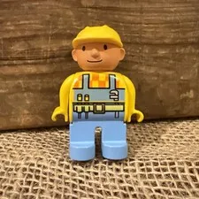 LEGO Duplo Bob the Builder Figure Yellow Hard Hat Blue Overalls 2.5" Toy