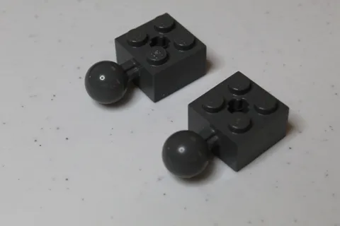 (2) LEGO 2 x 2 w Ball / Axle Hole Bricks Part 57909 - Dark Bluish Gray 