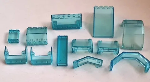 Lego 12 Pieces Translucent Light Blue Vintage