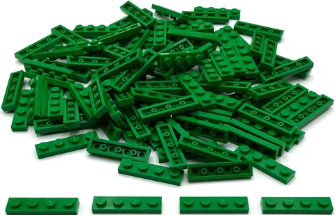 Lego 100 New Green Plates 1 x 4 Stud Parts