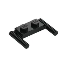 LEGO 60x Black Plate, Modified 1 x 2 with Bar Handles inv.599