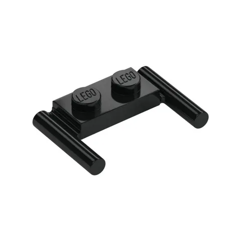 LEGO 60x Black Plate, Modified 1 x 2 with Bar Handles inv.599