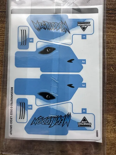 New LEGO Monster Jam Megalodon 42134 Sticker Sheet - Qty 1 Authentic