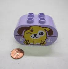 Lego Duplo Puppy Dog Specialty Printed Purple Block Winking Puppy Paw Prints