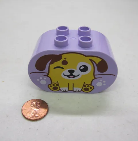 Lego Duplo Puppy Dog Specialty Printed Purple Block Winking Puppy Paw Prints