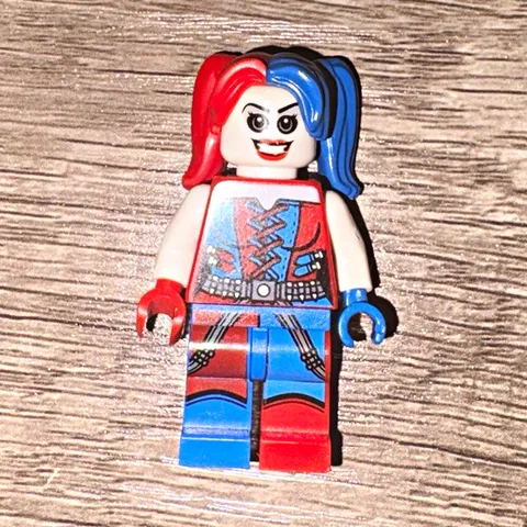 LEGO Minifigure w/ Red & Blue Pigtail Hair, Red/Blue Outfit, Plastic