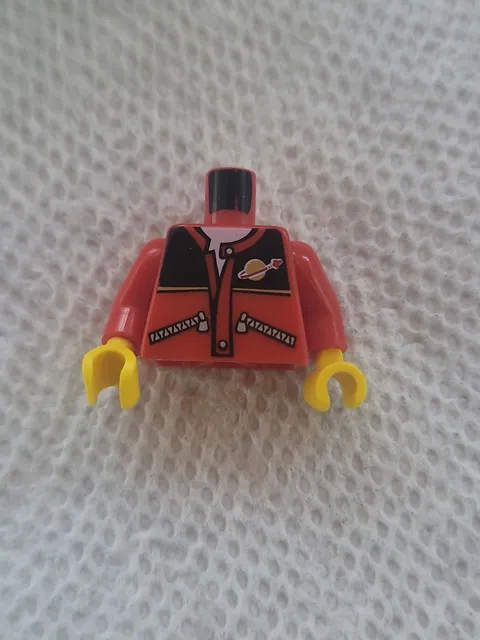 LEGO Minifigure Torso Jacket with Zippered Pockets with Space Logo on Black