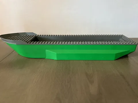 LEGO 62791c01 Green Boat Hull Unitary 51x12x6 Side Bulges Dark Bluish Gray Top