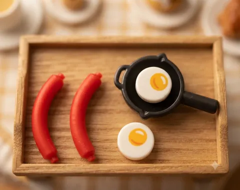 LEGO Minifigure Fry Pan with Egg Sausage Lot of 2 FOOD SET  Breakfast Kitchen