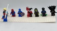 LEGO Super Hero Minifigure Lot 8 Batman Spider-Man Harley Quinn Captain America