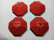 LEGO LOT 4 RED WINDSCREEN OCTAGONAL 6X6X2 CANOPY #2418