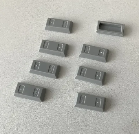 Lego 8x NEW 1x2 Minifigure Utensil Ingot Tile Bar LIGHT BLUISH GREY #99563