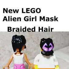 New LEGO Alien Head Mask UNISEX Breathing Facemask Braided Black Hair One Piece