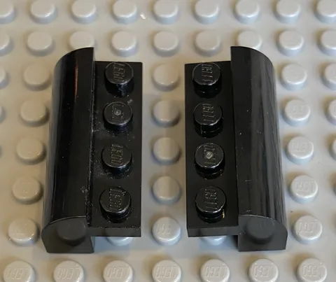 LEGO Pair Black Slope, Curved 2x4x 1 1/3 With 4 Recessed  Studs  Part 6081