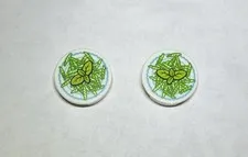Lego Lot Of 2 2x2 Round Printed Tile White Green Salad Greens Mix Food New City