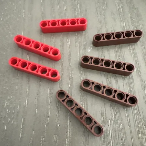 LEGO Beam 5 (32316) 7 Pieces Red Brown