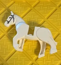 LEGO White Horse Black Bridle White Mane Moving Head & Legs Used
