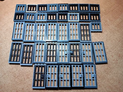 LEGO BULK LOT 36 WINDOWS DOOR FRAMES BARS 1X4X6 1X4X3 JAIL PRISON POLICE