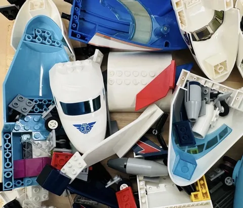 Lot 1 Pounds Lego Random Airplane Helicopter Parts Bricks Wings Fuselage Wheels