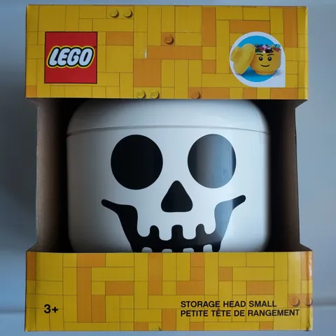 LEGO Storage Head Small Skull Skeleton Stackable White Black New in Box