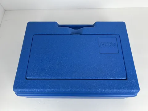 VTG 1983 Blue Lego Hard Case Plastic Travel Storage Box Bin Container Brick Tote